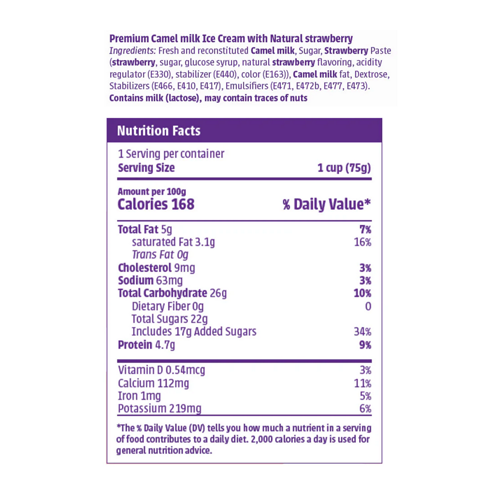 Camelicious Camel Milk Ice Cream Strawberry 400ml - Image 2