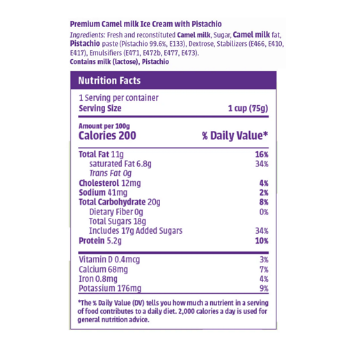 Pistachio Camel Milk Ice Cream 400ml - Image 3